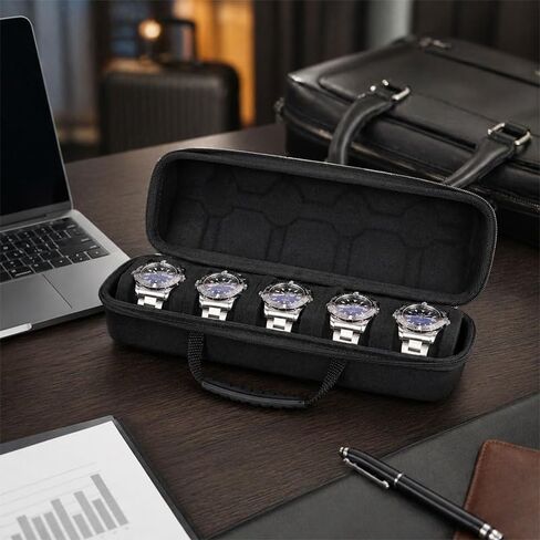 Heavy Duty Watch Organizer Flip Lid Watch Storage Box 5 Compartments Scratch Resistant Liner in Kuwait