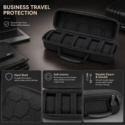 Heavy Duty Watch Organizer Flip Lid Watch Storage Box 5 Compartments Scratch Resistant Liner in Kuwait