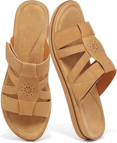 Womens Slides Flat Sandals: Comfortable Summer Sandals for Women 2026 - Slip On Ladies Casual Walking Shoes in Saudi Arabia
