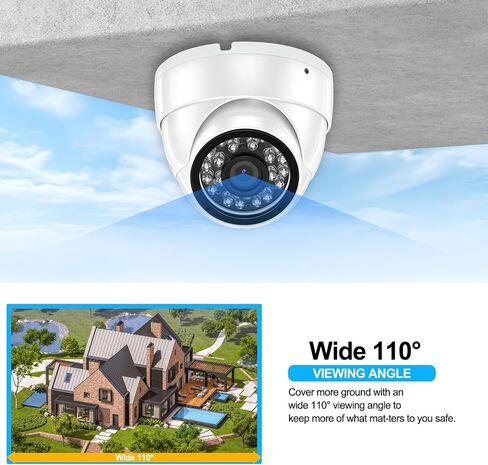 1080p 2MP CCTV Security Camera 4-in-1 (TVI/AHD/CVI/960H Analog) Dome Surveillance Cameras, 24pcs LEDs, 2.8mm Fixed Lens, 65ft IR Night Vision, 105° Wide Angle, IP66 Full Metal Housing in Kuwait