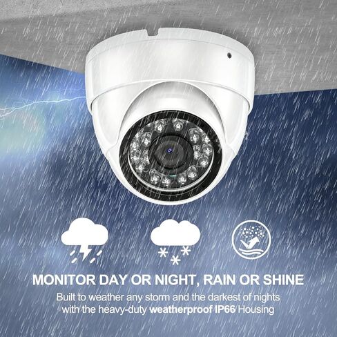 1080p 2MP CCTV Security Camera 4-in-1 (TVI/AHD/CVI/960H Analog) Dome Surveillance Cameras, 24pcs LEDs, 2.8mm Fixed Lens, 65ft IR Night Vision, 105° Wide Angle, IP66 Full Metal Housing in Kuwait