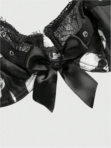 MakeMeChic Women's Y2K Contrast Lace Skull Print Bra Spaghetti Strap Underwire Bras Underwear in Kuwait