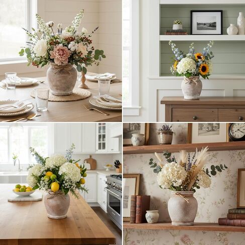 Lvases 6.5in Neutral Terracotta Ceramic Rustic Farmhouse Decor Flower Vase | small decorative vase for farmhouse home decor perfect neutral table centerpiece suitable living room floral arrangement in Saudi Arabia