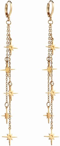 Long Drop Dangle Chain Star Fairy Earrings Wedding Bridal Gothic Goth Halloween Witchy Prom Charm Accessories Jewelry For Women in Saudi Arabia
