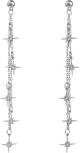 Long Drop Dangle Chain Star Fairy Earrings Wedding Bridal Gothic Goth Halloween Witchy Prom Charm Accessories Jewelry For Women in Saudi Arabia