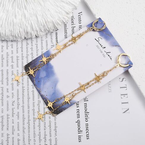 Long Drop Dangle Chain Star Fairy Earrings Wedding Bridal Gothic Goth Halloween Witchy Prom Charm Accessories Jewelry For Women in Saudi Arabia
