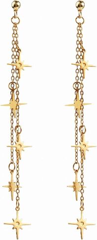 Long Drop Dangle Chain Star Fairy Earrings Wedding Bridal Gothic Goth Halloween Witchy Prom Charm Accessories Jewelry For Women in Saudi Arabia