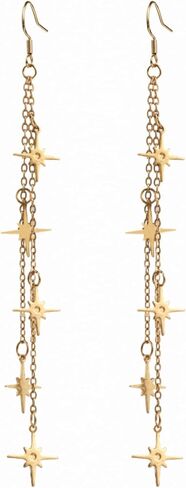 Long Drop Dangle Chain Star Fairy Earrings Wedding Bridal Gothic Goth Halloween Witchy Prom Charm Accessories Jewelry For Women in Saudi Arabia