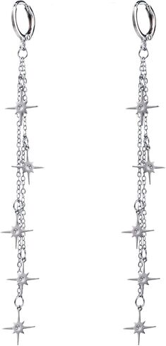 Long Drop Dangle Chain Star Fairy Earrings Wedding Bridal Gothic Goth Halloween Witchy Prom Charm Accessories Jewelry For Women in Saudi Arabia