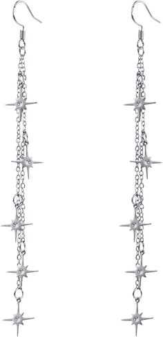 Long Drop Dangle Chain Star Fairy Earrings Wedding Bridal Gothic Goth Halloween Witchy Prom Charm Accessories Jewelry For Women in Saudi Arabia