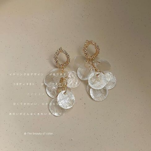 Elegant Shell Cluster of Round Shell Drop Dangle Earrings Vacation Summer Beach Jewelry for Women in Kuwait