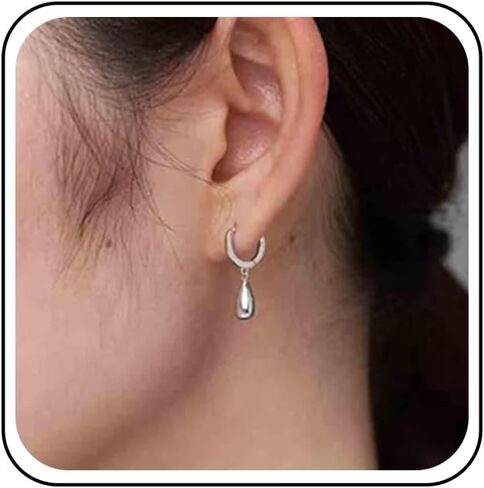 Vintage Tiny Teardrop Earrings Silver Waterdrop Leverback Earrings Small Droplet Dangle Earrings Petite Raindrop Earrings Jewelry for Women in Kuwait