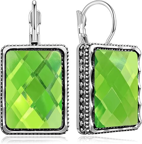 Chic Large Glitter Rhinestone Rectangle Geometric Dangle Drop Earrings Unique Vintage Silver Sparkly Crystal Square Leverback Earrings For Women in Saudi Arabia