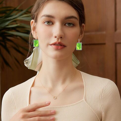 Chic Large Glitter Rhinestone Rectangle Geometric Dangle Drop Earrings Unique Vintage Silver Sparkly Crystal Square Leverback Earrings For Women in Saudi Arabia