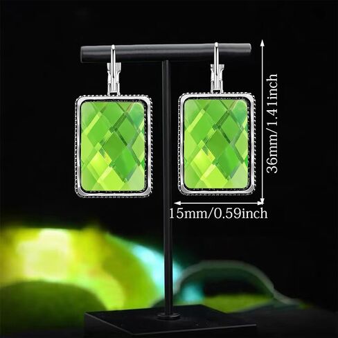 Chic Large Glitter Rhinestone Rectangle Geometric Dangle Drop Earrings Unique Vintage Silver Sparkly Crystal Square Leverback Earrings For Women in Saudi Arabia