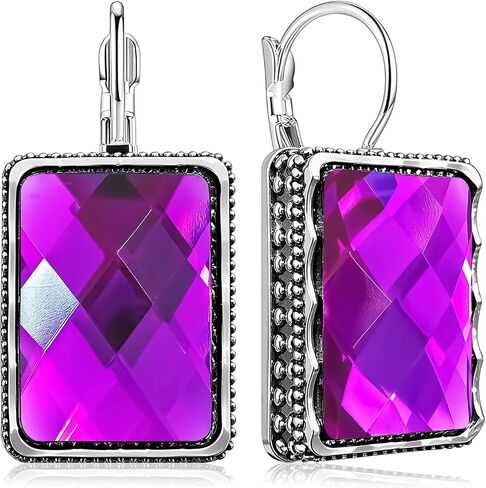 Chic Large Glitter Rhinestone Rectangle Geometric Dangle Drop Earrings Unique Vintage Silver Sparkly Crystal Square Leverback Earrings For Women in Saudi Arabia