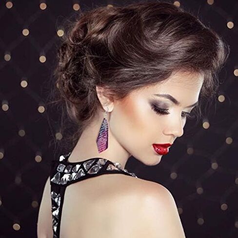 Hicarer 6 أزواج من الأقراط المتدلية من الترتر شبكة شبكية شرابة ديسكو أقراط نسائية ملونة من الترتر شرابة طويلة متدلية كبيرة ديسكو تتدلى للنساء هدية مجوهرات in Kuwait
