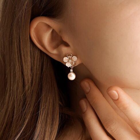 14k Gold Plated Pearl Drop Earrings for Women, Dainty Wedding Jewelry, Elegant Dangles, Prom Bridal Jewelry, Bridesmaid Gift, Minimalist Earrings in Saudi Arabia