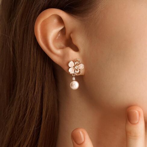 14k Gold Plated Pearl Drop Earrings for Women, Dainty Wedding Jewelry, Elegant Dangles, Prom Bridal Jewelry, Bridesmaid Gift, Minimalist Earrings in Saudi Arabia