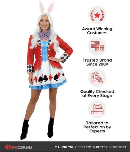Morph White Rabbit Alice In Wonderland Costume Women, Alice In Wonderland Costume Adult, Halloween Costumes For Women in Kuwait