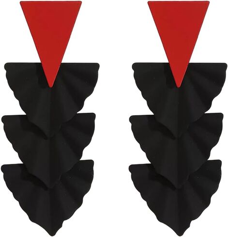 Vintage Fashion Simple Triangle Leaf Earrings Personalized Geometric Fan Alloy Multi layered Earrings for Low Sensitivity Jewelry Gifts for Women in Kuwait