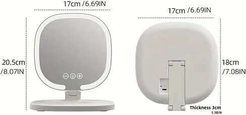 6.7x8inch Foldable Travel Mirror, 4K Magnifying Mirror with 3 Color Lights, Brightness Adjustable, Dimmable Touch,Foldable Handheld Makeup Mirrors Portable for Travel and Desktop Use in Saudi Arabia