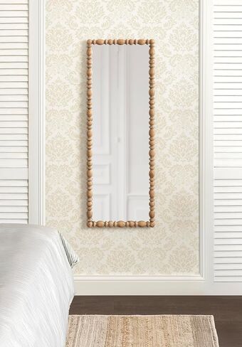 Kate and Laurel Prindle Turned Wood Beaded Rectangle Full Body Mirror, 18 x 50, Hazelnut, Vintage Coastal Rectangular Panel Wall Mirror for Bedroom Standing Mirror or Entryway Full Length Mirror in Kuwait