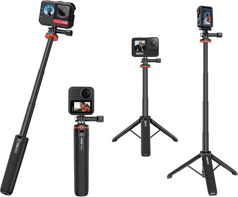 UURIG 52" Extendable Phone Tripod with Remote Selfie Stick 360° Ball Head Camera Tripod with 2 in 1 Phone Clip Cell Phone Stand for iPhone 16/15/14/13/12 Pro Max/Samsung/GoPro/DJI Action in Kuwait