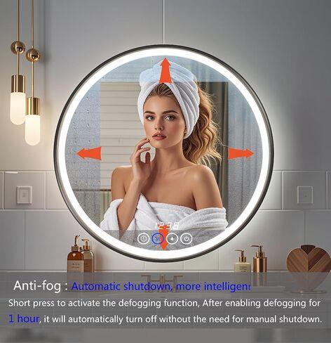 24 Inch LED Mirror for Bathroom, Brushed Black Lighted Bathroom Mirror with Lights, Front Light and Backlit, Dimmable, Anti-Fog, 4 Colors, Memory Function in Saudi Arabia