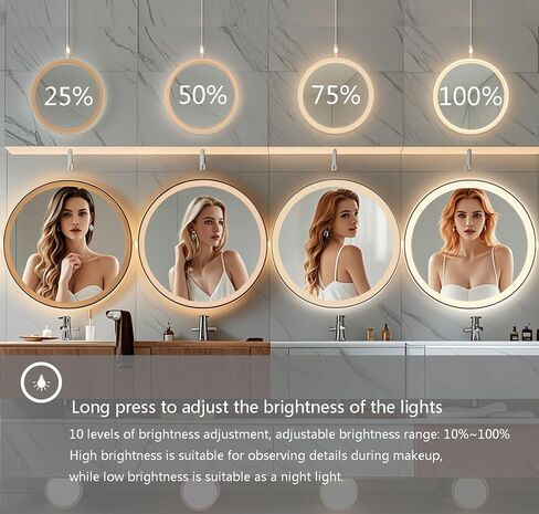 24 Inch LED Mirror for Bathroom, Brushed Black Lighted Bathroom Mirror with Lights, Front Light and Backlit, Dimmable, Anti-Fog, 4 Colors, Memory Function in Saudi Arabia