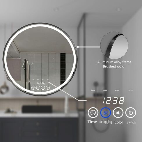 24 Inch LED Mirror for Bathroom, Brushed Black Lighted Bathroom Mirror with Lights, Front Light and Backlit, Dimmable, Anti-Fog, 4 Colors, Memory Function in Saudi Arabia