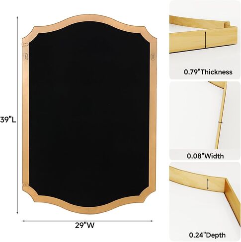 Gold Vanity Wall Mirror 39"x29", Scalloped Edge Bathroom Mirror | Rust-Proof Metal Frame, Hangs Vertically/Horizontally, Decorative Bathroom Mirror, For Vanity, Bedroom & Entryway in Saudi Arabia
