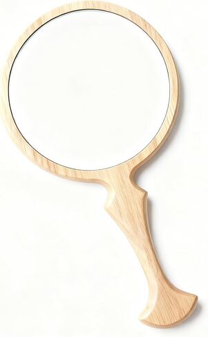Honeystore Handheld Wood Mirror, Fishtail Handle Decorative Makeup Mirror, Single-Sided Solid Wood Hand Mirror for Vanity, Travel & Professional Salon, Large Clear View (Natural Wood) in Kuwait