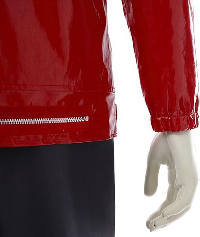 Mens Popstar Dance Costume, Red Leather Zipper Jacket, 80s Stage Outfit for Halloween Party Performance in Kuwait