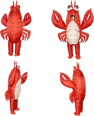 Unisex Inflatable Lobster Costume Adult Crawfish Costume with Huge Pincers Funny Halloween Lobster Dress Onesie for Cosplay Party in Saudi Arabia