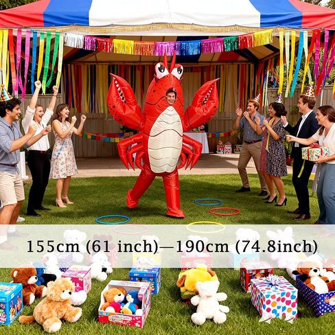 Unisex Inflatable Lobster Costume Adult Crawfish Costume with Huge Pincers Funny Halloween Lobster Dress Onesie for Cosplay Party in Saudi Arabia