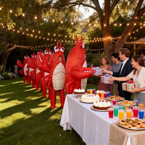 Unisex Inflatable Lobster Costume Adult Crawfish Costume with Huge Pincers Funny Halloween Lobster Dress Onesie for Cosplay Party in Saudi Arabia