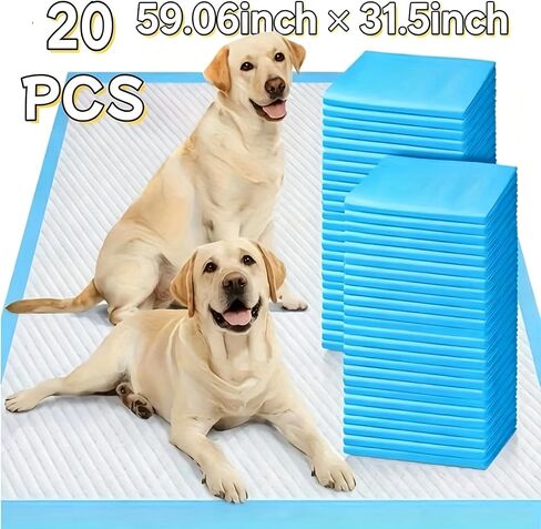 Large Puppy Pads 59"×31.5" Extra Large 20 Count, 6-Layer Ultra Absorbent Leak Proof Piddle Pads for Large Dogs, Senior Incontinent Dogs, Whelping & Playpen in Kuwait