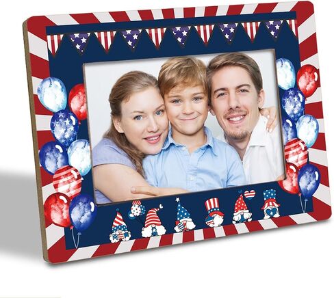 American Flag Theme Picture Frame, Commemorate a Loved One's Military Service, Independence Day, Patriotic Frame, Holds 4 x 6 Inch Photo With Stand, Home Office Table Decor in Saudi Arabia