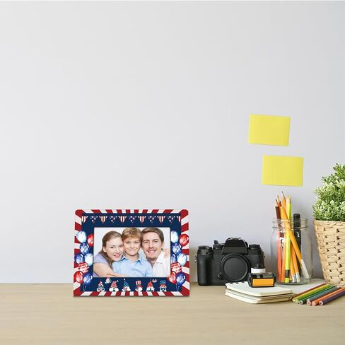 American Flag Theme Picture Frame, Commemorate a Loved One's Military Service, Independence Day, Patriotic Frame, Holds 4 x 6 Inch Photo With Stand, Home Office Table Decor in Saudi Arabia