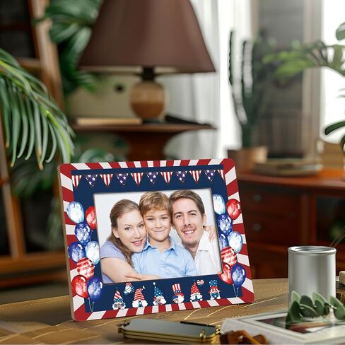 American Flag Theme Picture Frame, Commemorate a Loved One's Military Service, Independence Day, Patriotic Frame, Holds 4 x 6 Inch Photo With Stand, Home Office Table Decor in Saudi Arabia