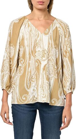 Nautica Women's Long Sleeve Printed Paisley V-Neck Blouse in Kuwait