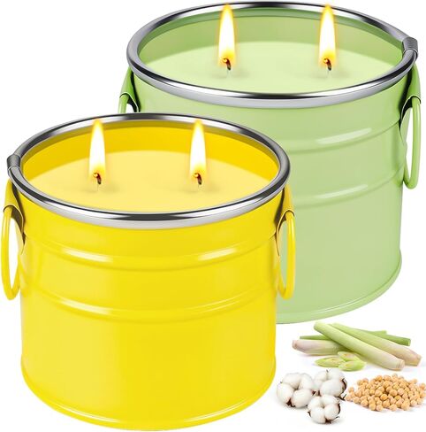 Citronella Candles Outdoor,2 Pack 20oz Large Soy Wax Lemongrass Candles,Summer Outside Decorative Jar Scented Candles for Outdoor Patio,Garden,Balcony,Backyard & Camping in Saudi Arabia