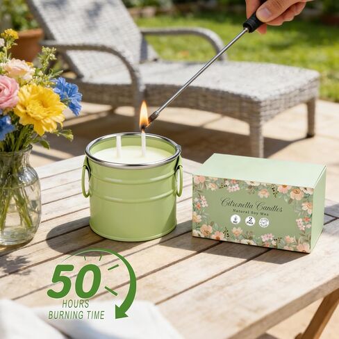 Citronella Candles Outdoor,2 Pack 20oz Large Soy Wax Lemongrass Candles,Summer Outside Decorative Jar Scented Candles for Outdoor Patio,Garden,Balcony,Backyard & Camping in Saudi Arabia