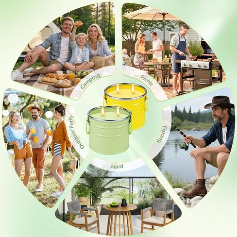 Citronella Candles Outdoor,2 Pack 20oz Large Soy Wax Lemongrass Candles,Summer Outside Decorative Jar Scented Candles for Outdoor Patio,Garden,Balcony,Backyard & Camping in Saudi Arabia