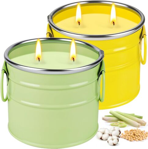 Citronella Candles Outdoor,2 Pack 20oz Large Soy Wax Lemongrass Candles,Summer Outside Decorative Jar Scented Candles for Outdoor Patio,Garden,Balcony,Backyard & Camping in Saudi Arabia