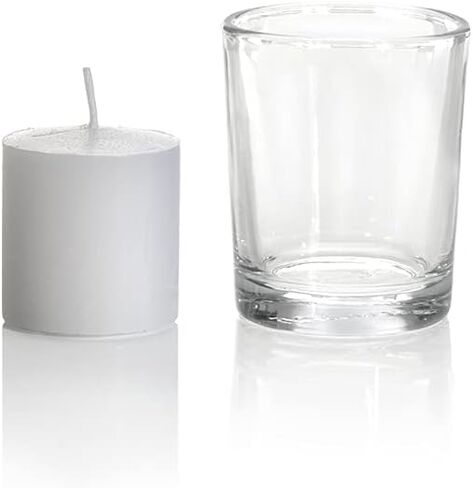 Yummi Set of 72 10hr Votive Candles & Glass Votive Holders, Clear in Saudi Arabia