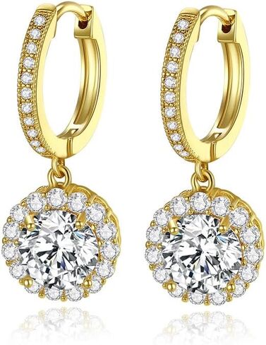 D-Color VVS1 Round Moissanite Hoop Earrings for Women in 14K Gold, Great for Office and Daily Wear in Saudi Arabia