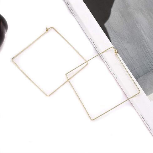 Square Hoop Earrings 3 Pairs Geometric Hoop Earrings Dangle Earring Set For Women (gold geometric) in Kuwait