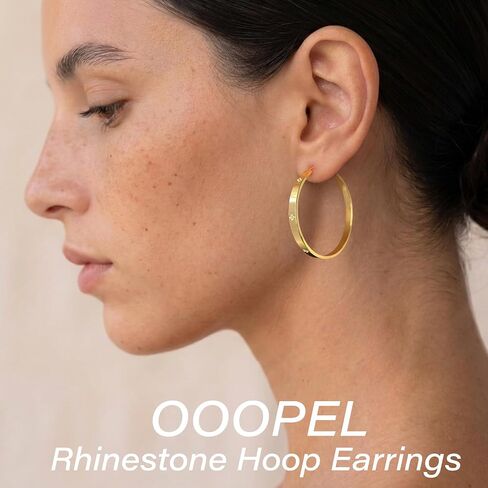 OOOPEL Sterling Silver Hoop Earrings for Women Hypoallergenic 925 Sterling Silver/Gold Plated Large Rhinestone Hoops Earrings Lightweight Sparkly Big Silver Hoop with Cubic Zirconia 30/40/50/60mm in Saudi Arabia